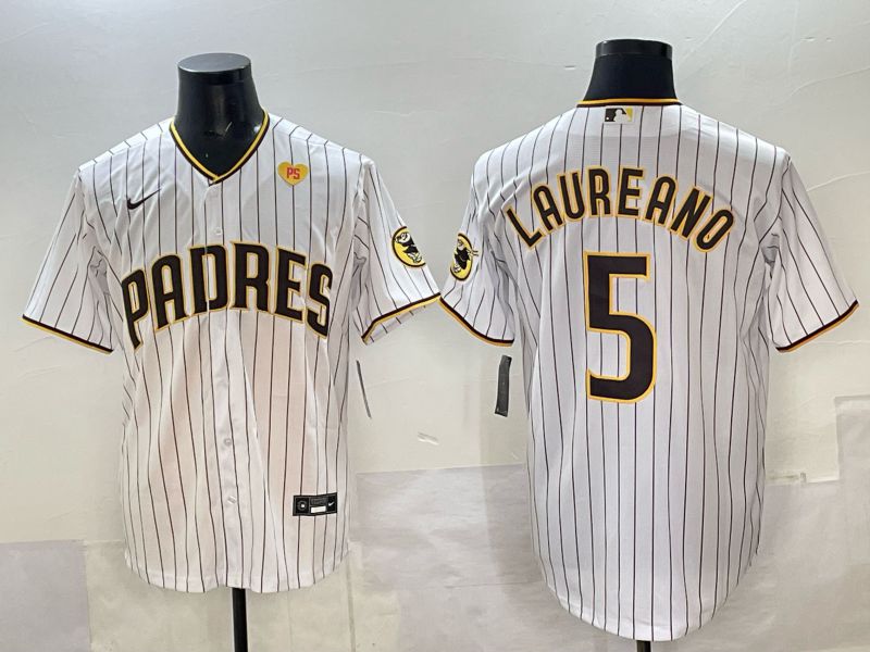 Men San Diego Padres #5 Laureano White Stripe Nike 2025 MLB Jersey 06->san diego padres->MLB Jersey